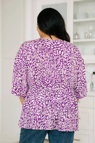 Dearest Dreamer Peplum Top in Painted Purple - Fashion Are Us, LLC