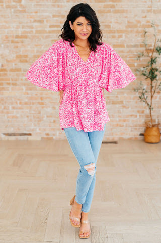 Dreamer Peplum Top in Pink Leopard - Fashion Are Us, LLC