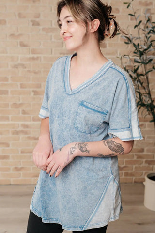 Earthy Chic Mineral Wash Mini Dress in Denim - Fashion Are Us, LLC