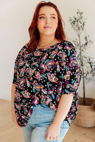 Essential Blouse in Black and Pink Paisley - Fashion Are Us, LLC