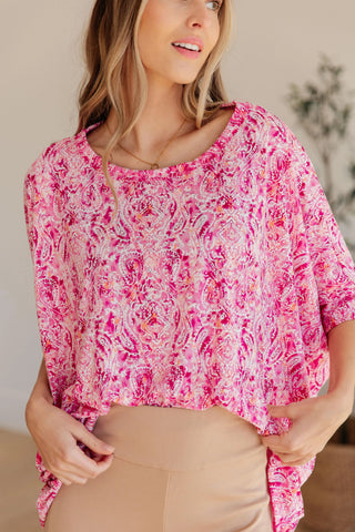 Essential Blouse in Fuchsia and White Paisley - Fashion Are Us, LLC