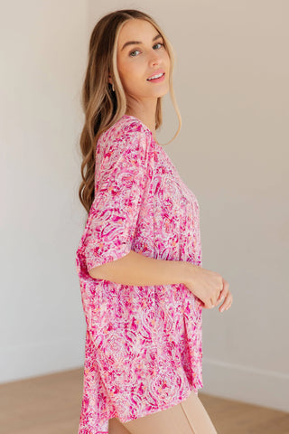 Essential Blouse in Fuchsia and White Paisley - Fashion Are Us, LLC