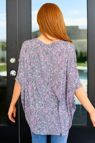 Essential Blouse in Grey and Pink Paisley - Fashion Are Us, LLC