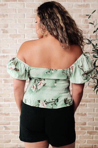 Garden of Eden Balloon Sleeve Top in Sage - Fashion Are Us, LLC