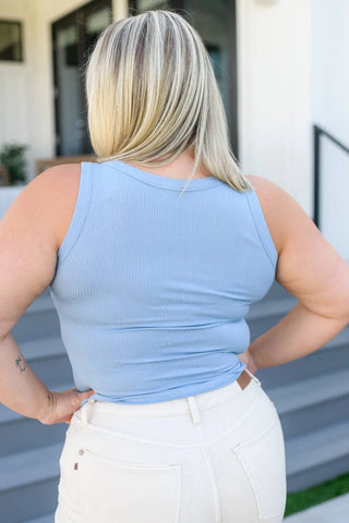 Just One More Ribbed Tank in Light Blue - Fashion Are Us, LLC