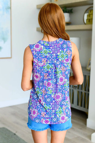 Lizzy Tank Top in Royal Bouquet - Fashion Are Us, LLC