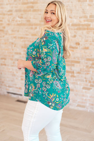 Lizzy Top in Emerald and Purple Paisley - Fashion Are Us, LLC