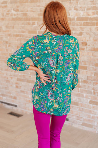 Lizzy Top in Emerald and Purple Paisley - Fashion Are Us, LLC