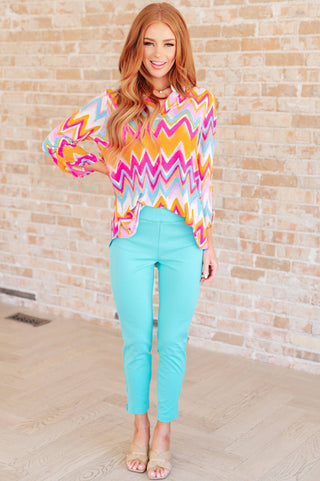 Lizzy Top in Orange Multi Chevron - Fashion Are Us, LLC