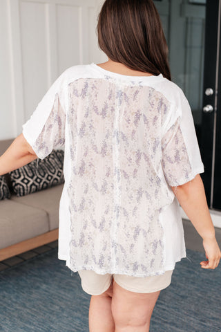 Mention Me Floral Accent Top in Ivory - Fashion Are Us, LLC