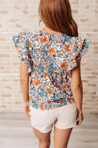 Something Peaceful Flutter Sleeve Blouse - Fashion Are Us, LLC