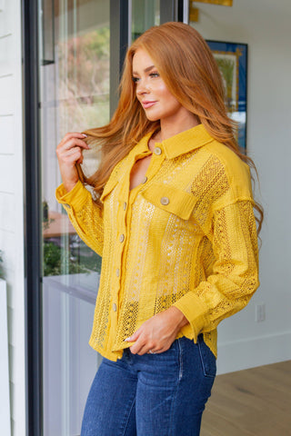 Sweeter Than Nectar Lace Button Down in Honey - Fashion Are Us, LLC