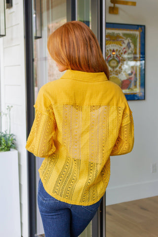 Sweeter Than Nectar Lace Button Down in Honey - Fashion Are Us, LLC