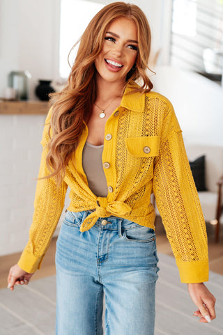 Sweeter Than Nectar Lace Button Down in Honey - Fashion Are Us, LLC