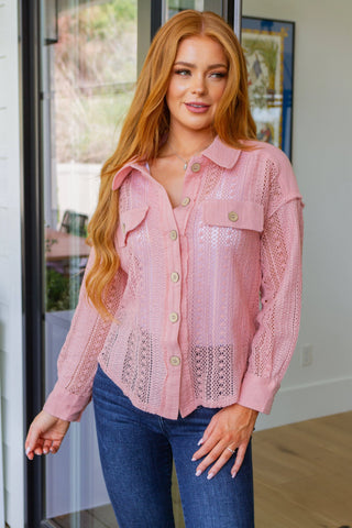 Sweeter Than Nectar Lace Button Down in Rose - Fashion Are Us, LLC