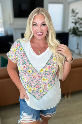 To Rock a Rhyme Color Block Top in Pink Floral - Fashion Are Us, LLC