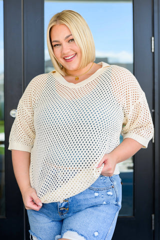 Under The Boardwalk Fishnet Collared Top - Fashion Are Us, LLC