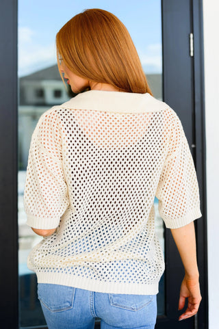 Under The Boardwalk Fishnet Collared Top - Fashion Are Us, LLC