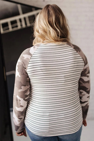 Camo & Stripes Raglan Top - Fashion Are Us, LLC