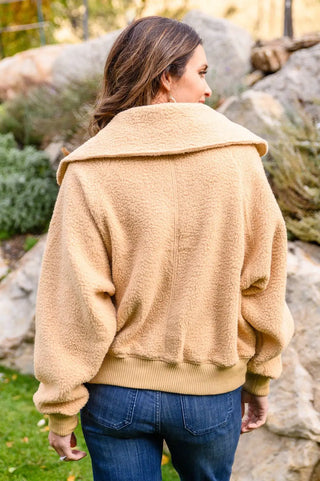 Don't Stress Oversized Collar Sherpa Jacket In Taupe - Fashion Are Us, LLC