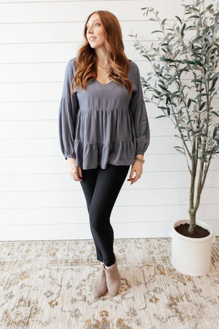 Sassy Swing Top in Charcoal - Fashion Are Us, LLC