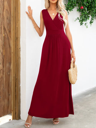 Surplice Neck Sleeveless Maxi Dress Trendsi