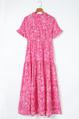 Paisley Print Flounce Sleeve Maxi Dress Trendsi