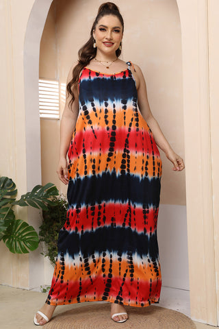 Plus Size Tie-Shoulder Maxi Dress Trendsi