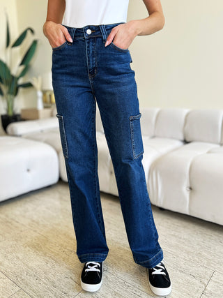 Judy Blue Full Size High Waist Cargo Jeans Trendsi