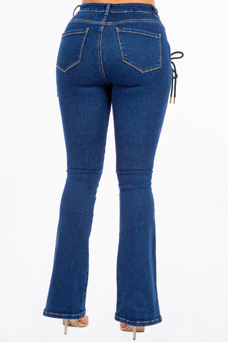 American Bazi High Rise Lace Up Jeans Trendsi