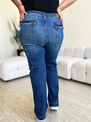 Judy Blue Full Size High Waist Cargo Jeans Trendsi