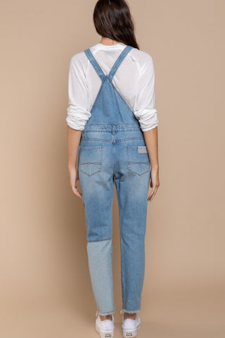 POL Front Chest Zipper Slim Leg Denim Overalls Trendsi