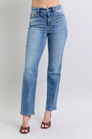 Judy Blue Full Size Run Vintage Wash Thermal Straight Jeans Trendsi