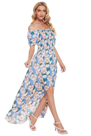 Floral Off-Shoulder Slit Maxi Dress Trendsi