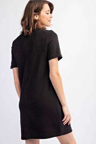 Casual Short Sleeve Dress in Black - Fashion Are Us 