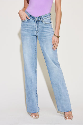 Judy Blue Full Size V Front Waistband Straight Jeans Trendsi