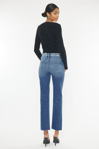 Kancan High Rise Wide Waistband Slim Straight Jeans Trendsi