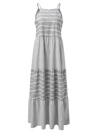 Tiered Striped Sleeveless Cami Dress Trendsi