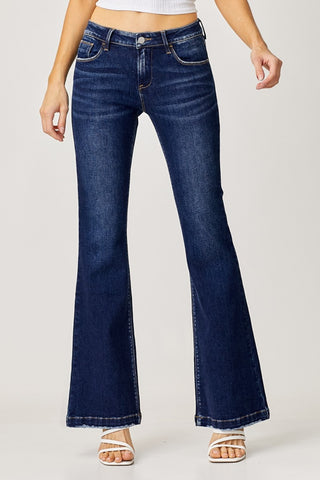 RISEN Full Size Low Rise Flare Jeans Trendsi