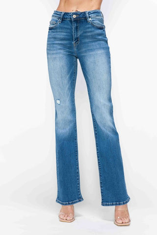 bytos Full Size Distressed High Rise Jeans with Pockets Trendsi