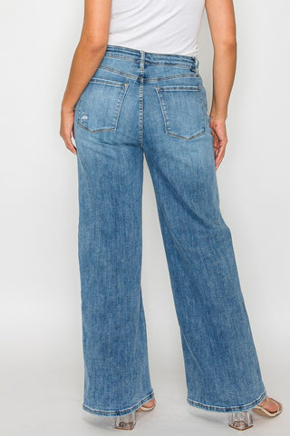 bytos Full Size High Rise Wide Leg Jeans with Pockets Trendsi