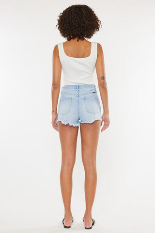 Kancan Distressed Button Fly Denim Shorts Trendsi