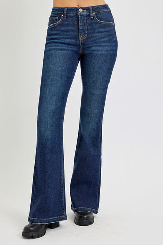 RISEN Full Size High Rise Flare Jeans with Pockets Trendsi