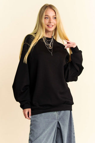 Davi & Dani Round Neck Raglan Sleeve Sweatshirt Trendsi