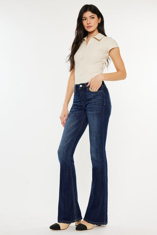 Kancan Full Size Mid Rise Slim Flare Jeans Trendsi