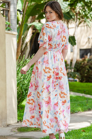 Floral Deep V Slit Maxi Dress Trendsi