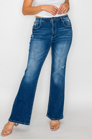 bytos Full Size High Rise Bootcut Jeans with Pockets Trendsi