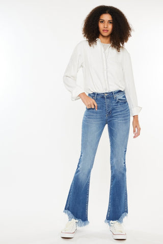 Kancan High Rise Frayed Hem Jeans Trendsi