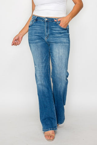 bytos Full Size Distressed High Rise Jeans with Pockets Trendsi