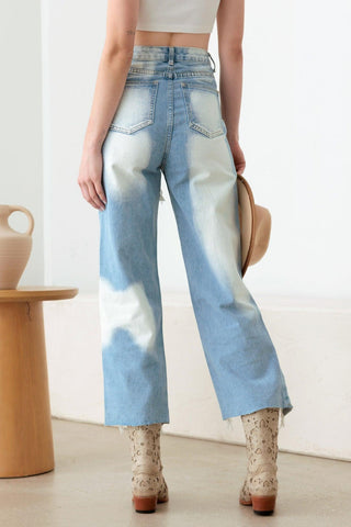 Litz La Frayed Cut Distressed Jeans Trendsi